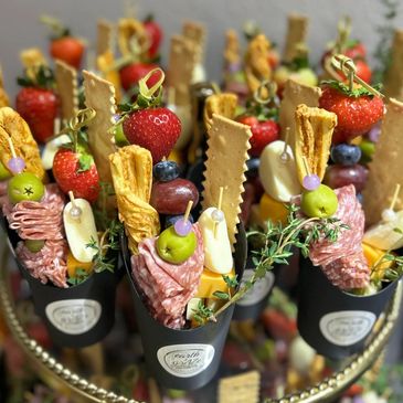Custom charcuterie creations and dessert cups
